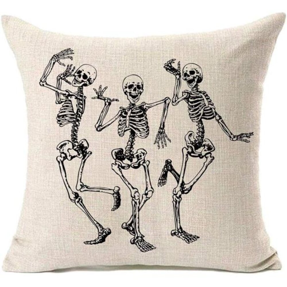 Halloween Skull Pillow Covers, Home Decor Cotton Linen Sofa Throw Pillow Case
